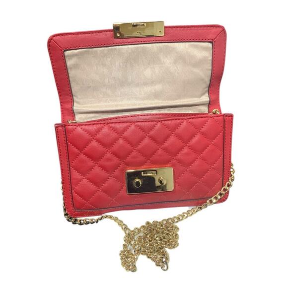 MICHAEL‎ Michael Kors SLOAN MESSENGER Red and Gold Crossbody Bag - Picture 2 of 7